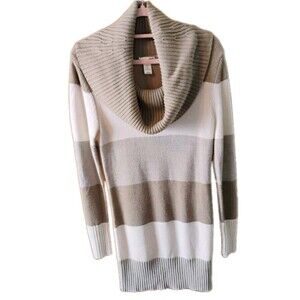 H&M Women's Small Ivory/Beige/Gray Cowl Neck‎ Sweater Dress
